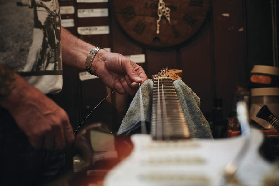 Restringing a guitar