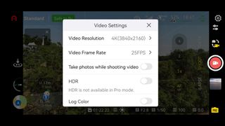 Drone Video Set Up Step 1 - Select video settings