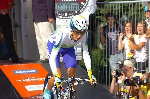 Janez Brajkovic (Slovenia) rolls down the ramp.