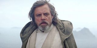 Mark Hamill looks surprised as Luke Skywalker Star Wars: The Last Jedi