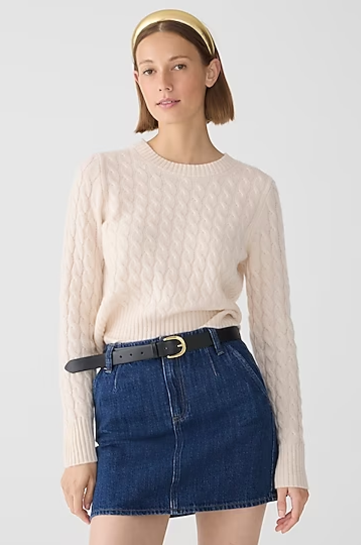 J.Crew Cashmere Shrunken Cable-Knit Crewneck Sweater