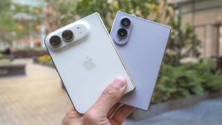 iPhone Duo vs. Galaxy Z Fold 8 held in the hand.