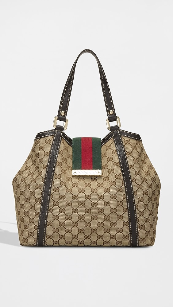 What Goes Around Comes Around Gucci Brown Canvas New Ladies Web Tote
