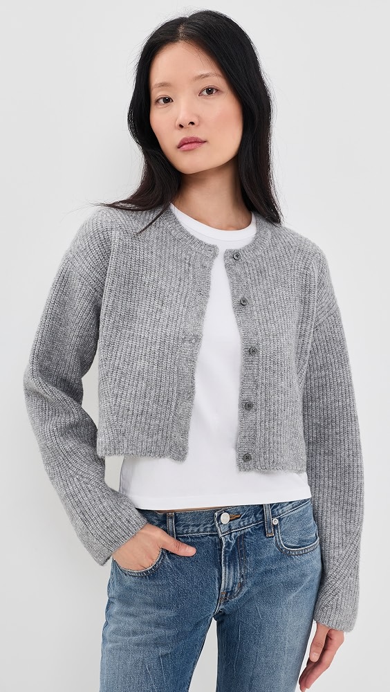 The Shrunken Cable Cardigan - Heather Grey