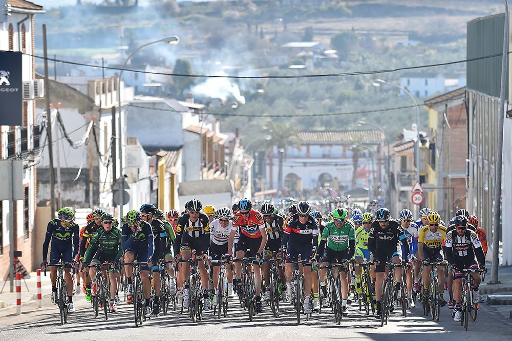 The peloton climbing