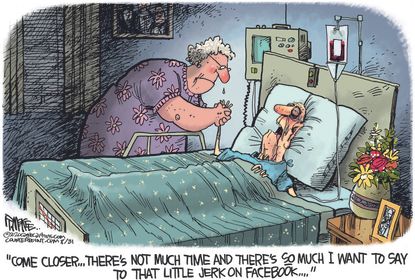 Editorial Cartoon U.S. Facebook deathbed