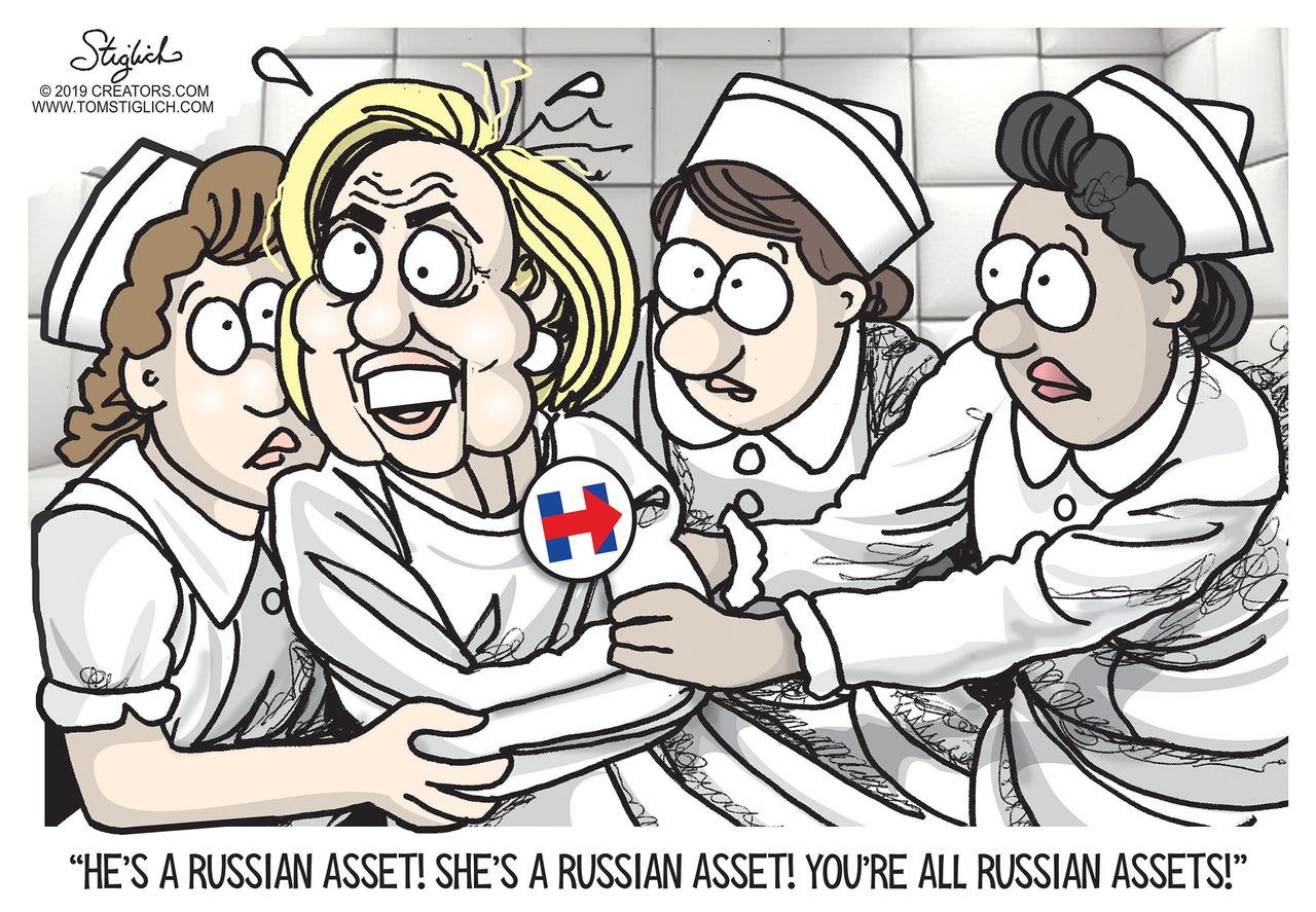 Political Cartoon U.S. Committed Hillary Calls Gabbard Russian Asset