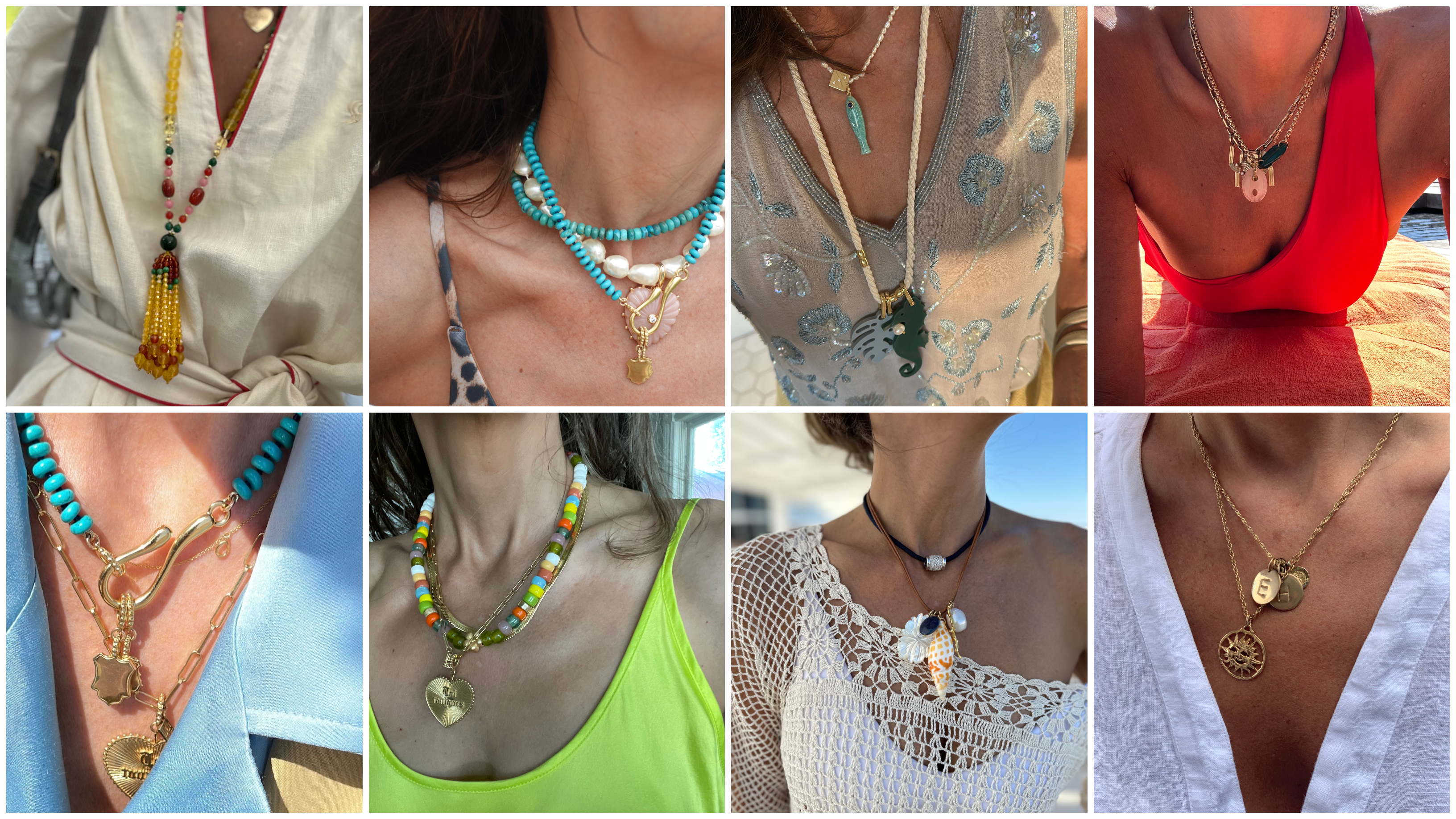 Larissa Mills shows off her colorful necklace stacks for summer