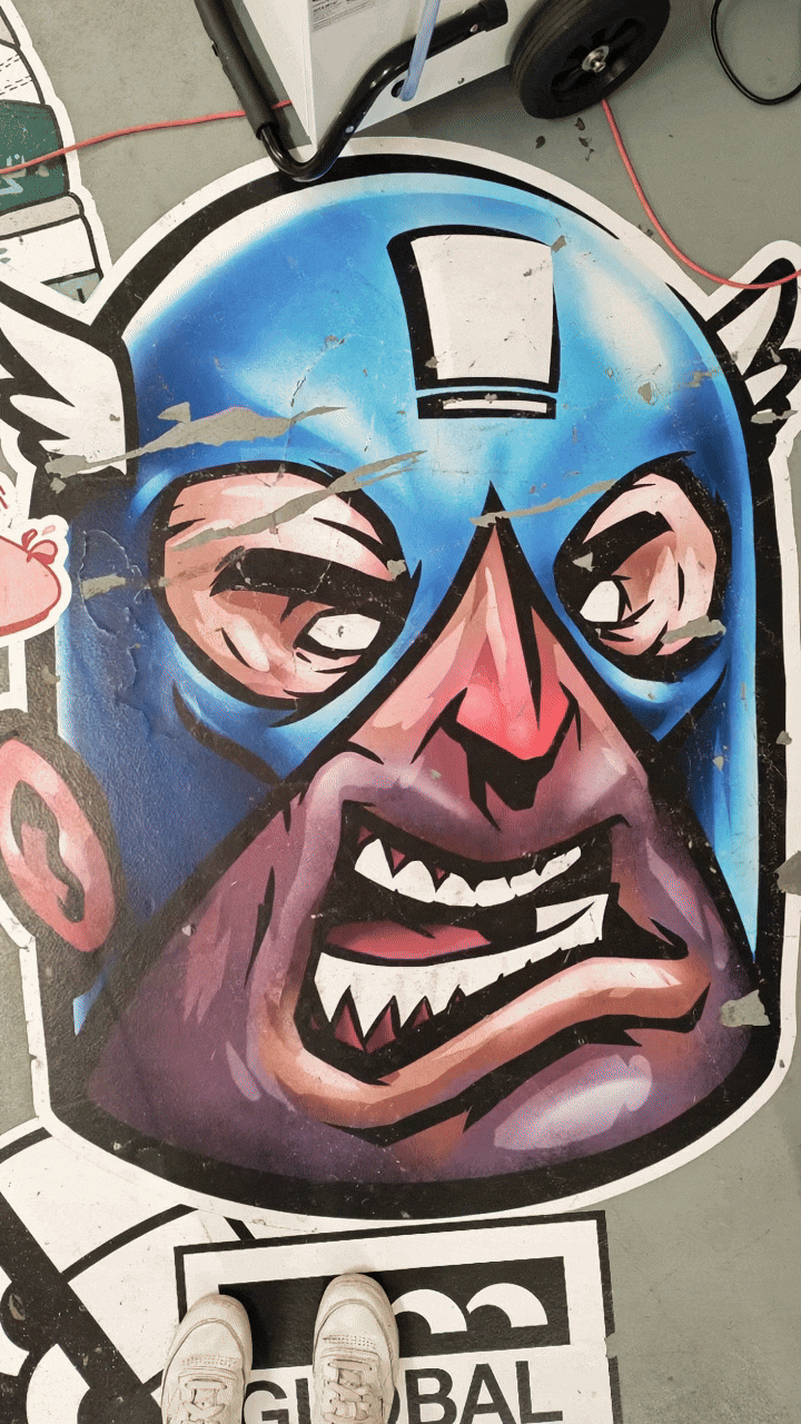 Animated gif of a face wearing a mask