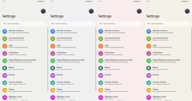 Android 12 Settings Theming Collage
