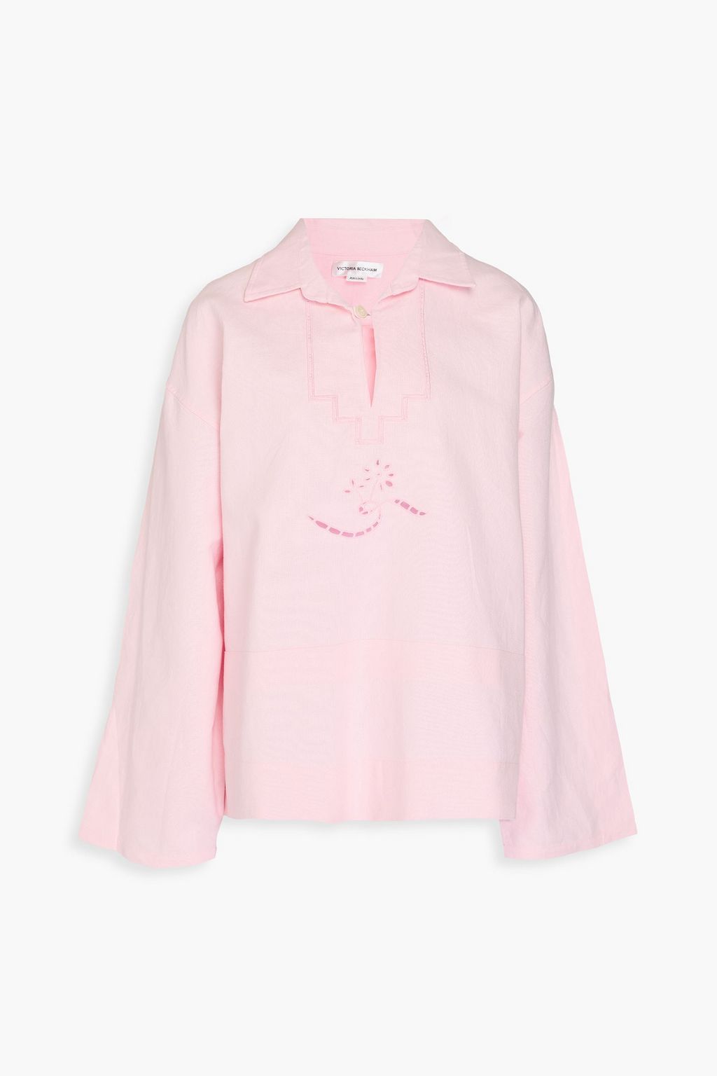 Broderie Anglaise-Trimmed Linen and Cotton-Blend Blouse