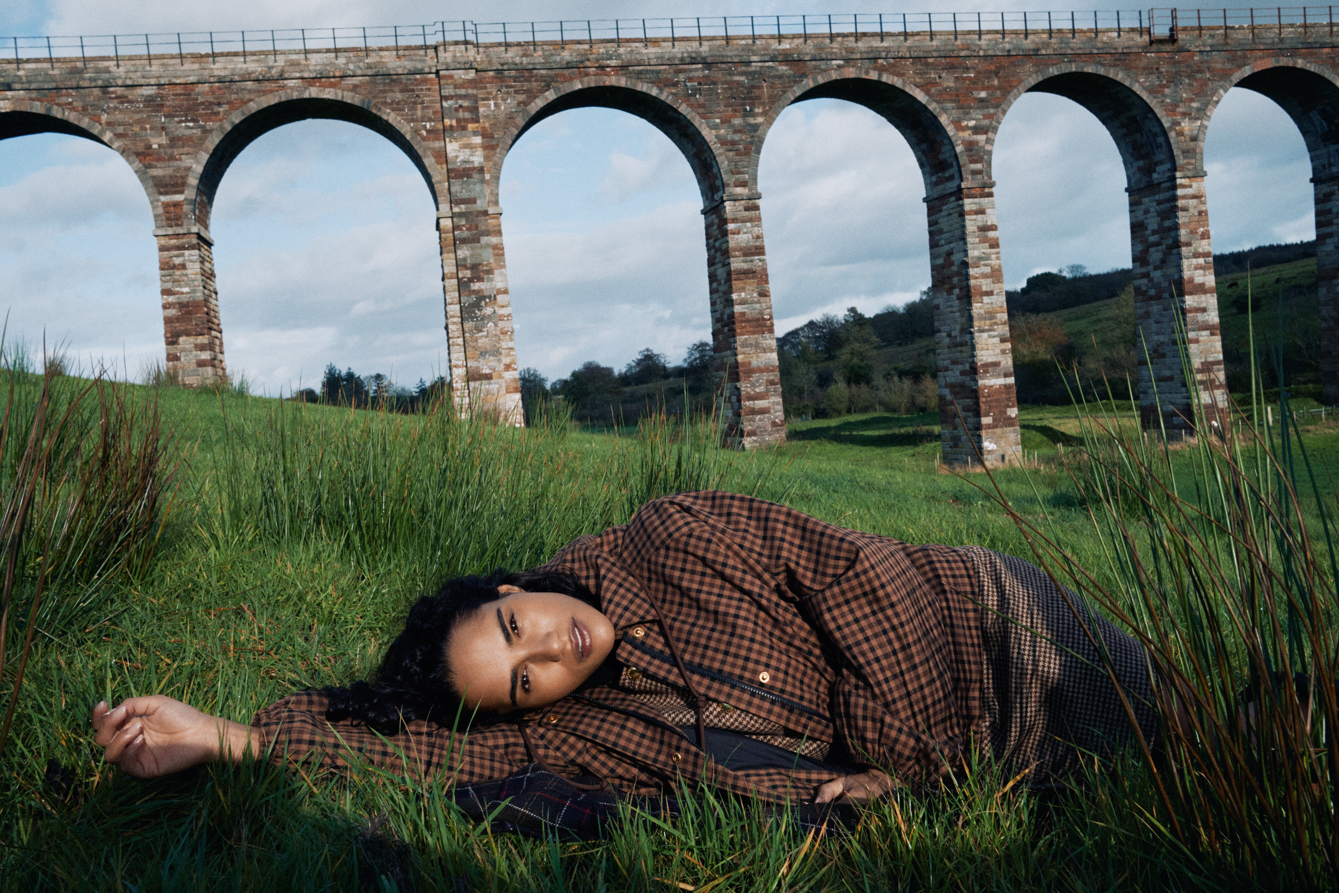 Female model in a Barbour campaign 
