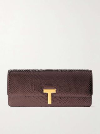 Wallis Metallic Snake-Effect Leather Clutch