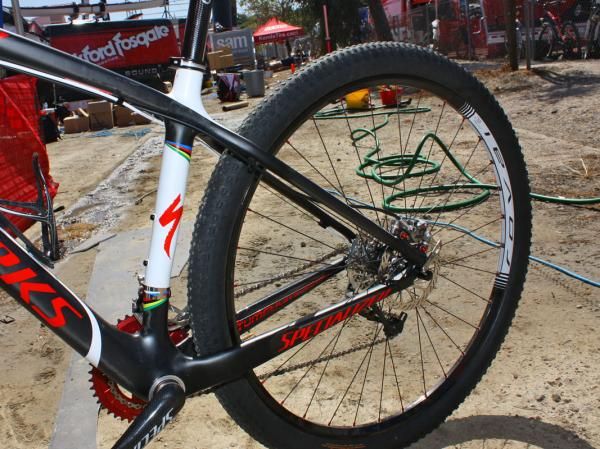 The chain stays are tall and fat while the seat stays are relatively slender.