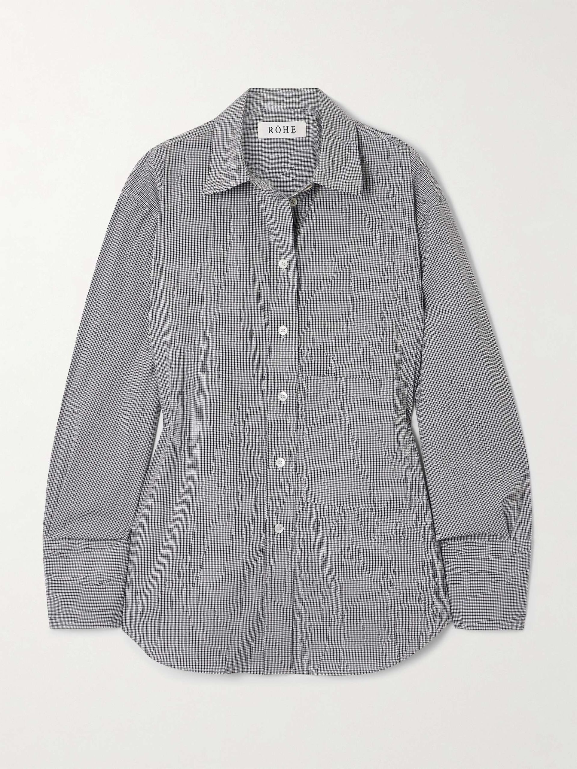 Checked Crinkled Cotton-Blend Shirt