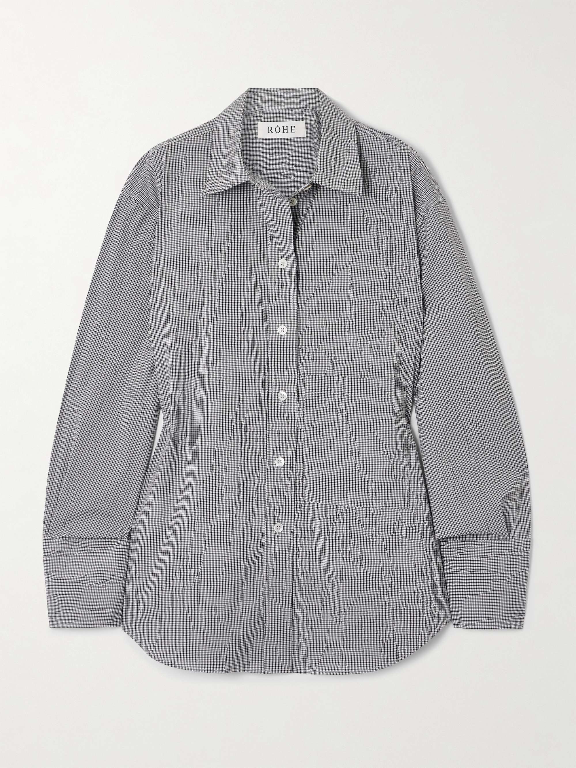 Checked Crinkled Cotton-Blend Shirt