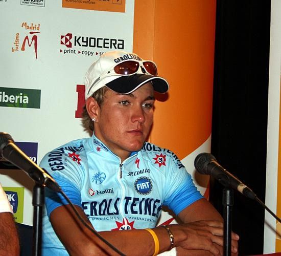Heinrich Haussler (Gerolsteiner) at the post-race press conference