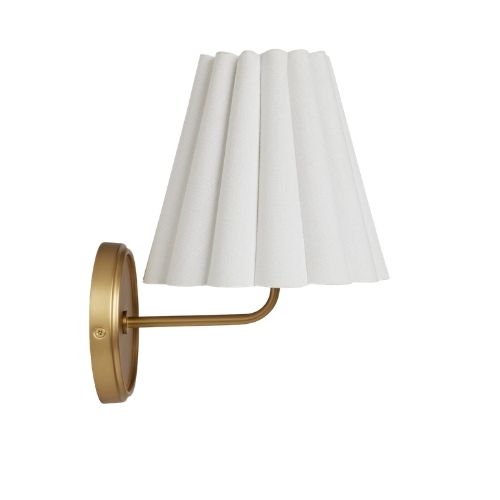 Gold wall light with white shade