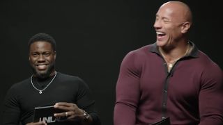 Dwayne Johnson and Kevin Hart taking a friendship test on Unilad.