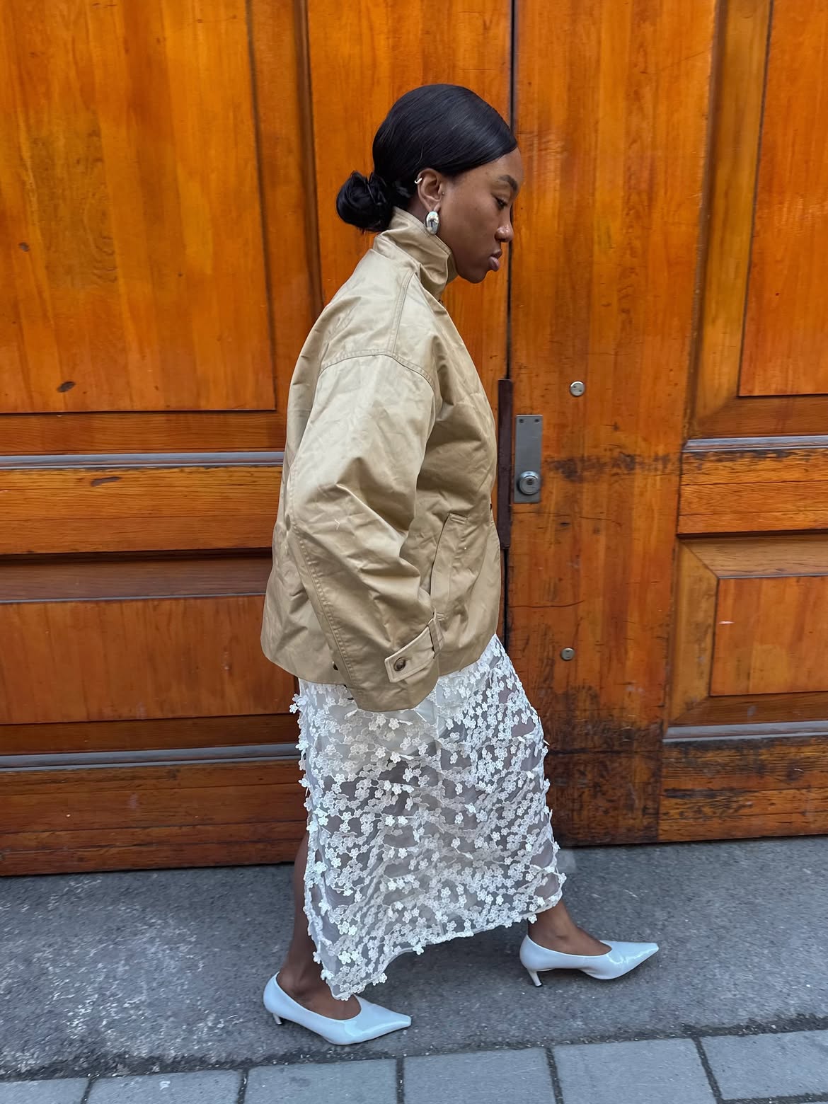 Sheer skirt and coat.