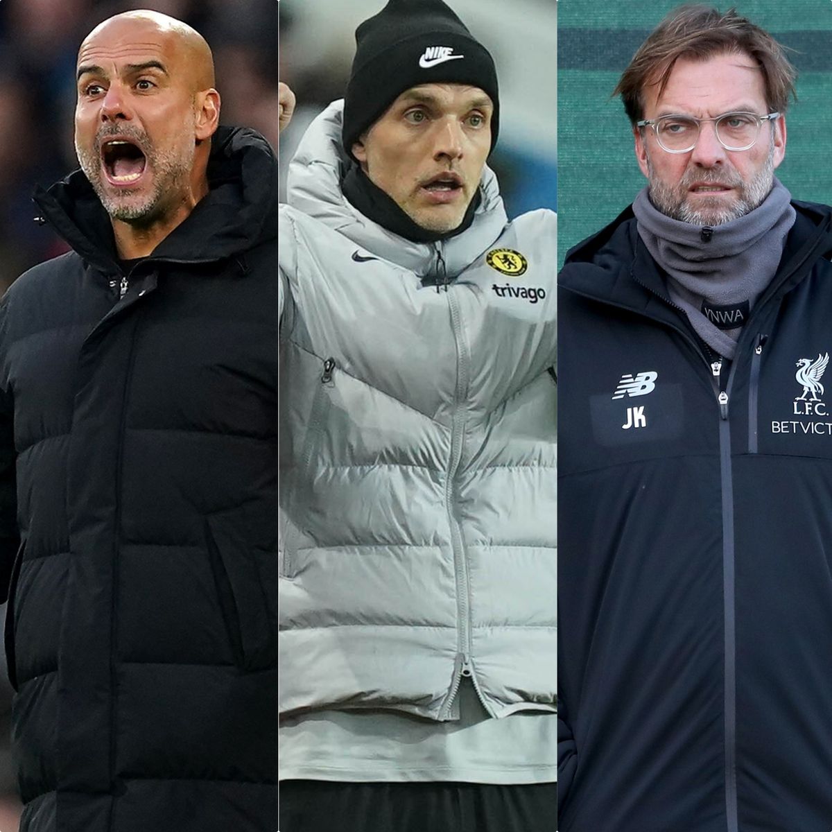 Pep Guardiola, Thomas Tuchel and Jurgen Klopp