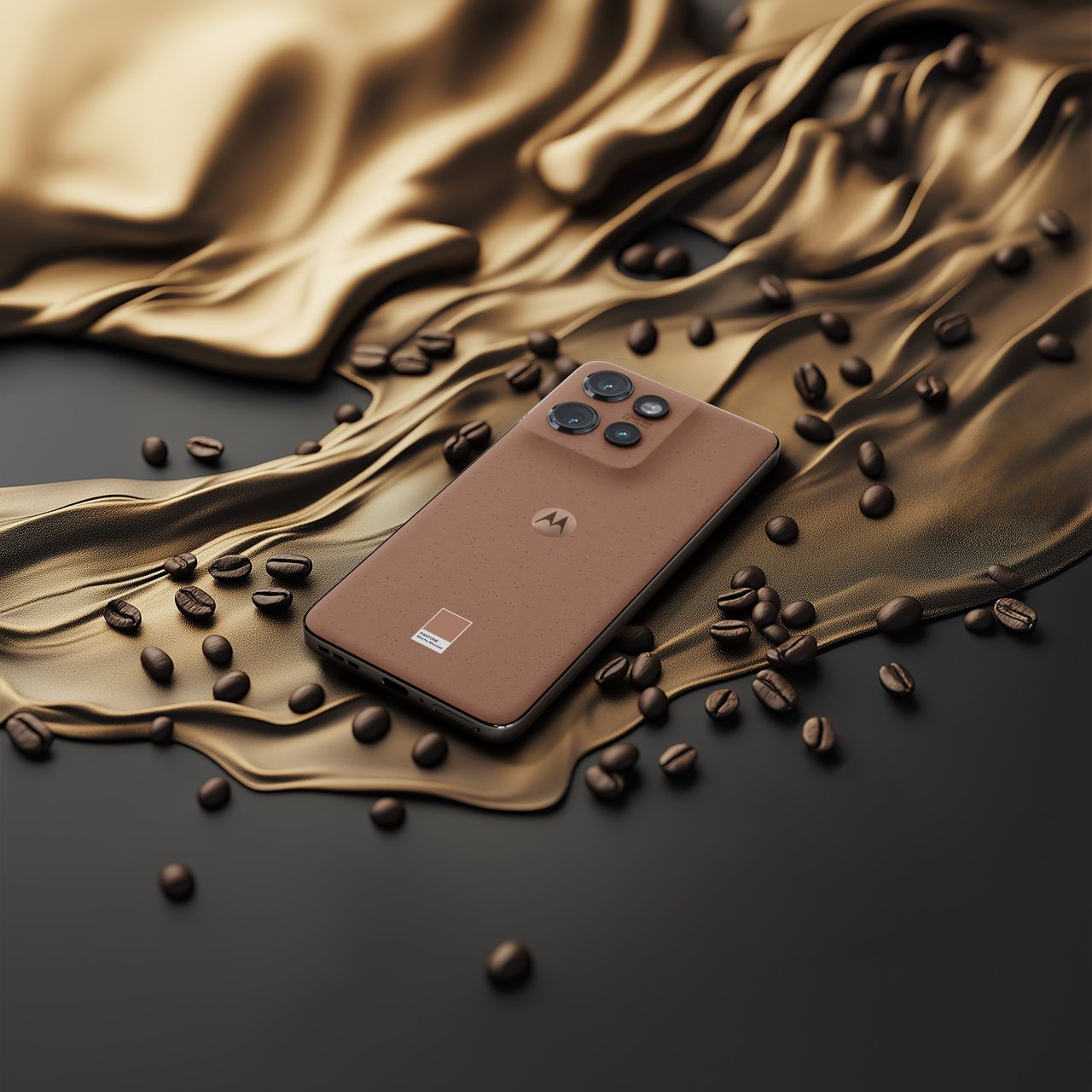 The Motorola Edge 50 Neo in Mocha Mousse.