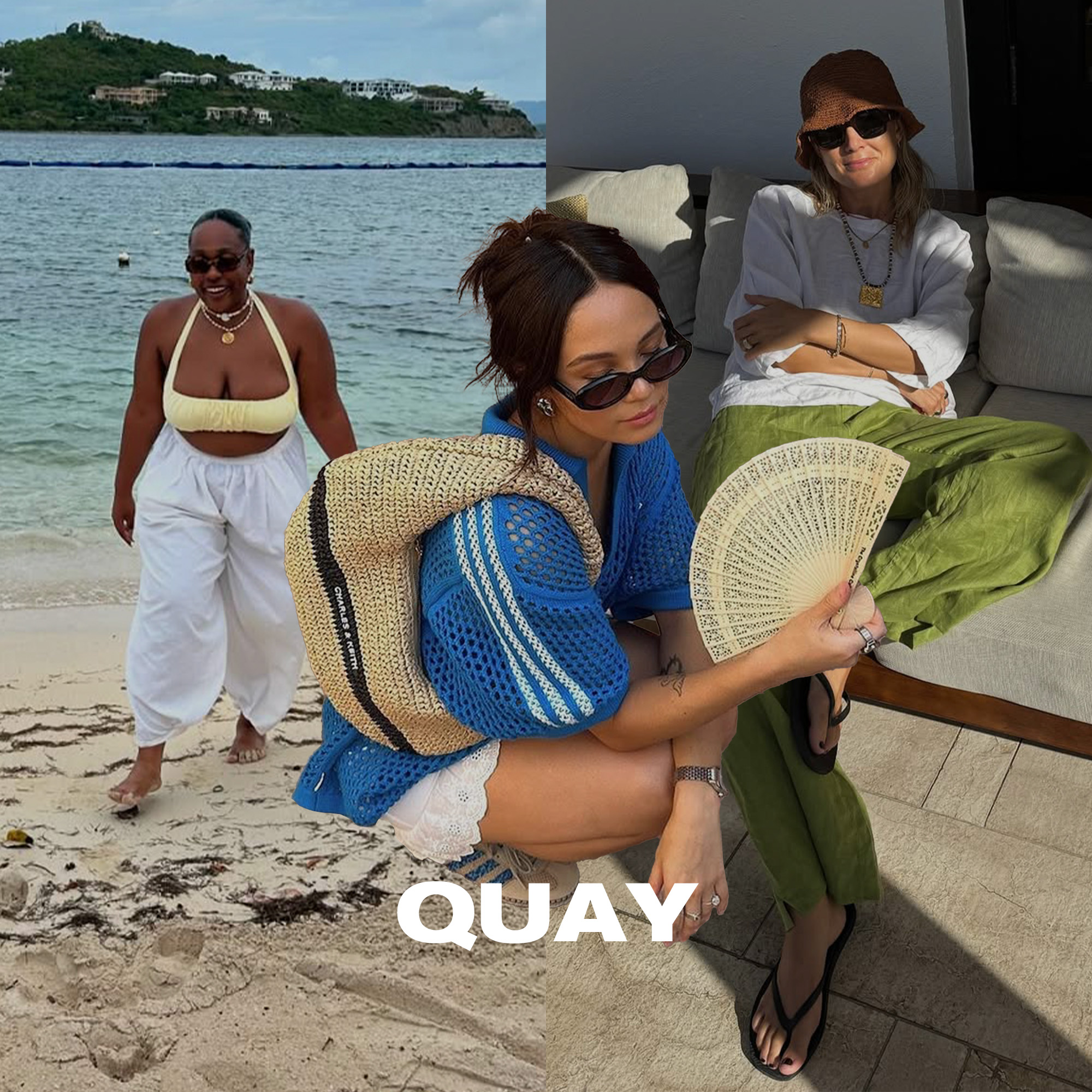 Collage of Vacation Outfits and QUAY Eyewear