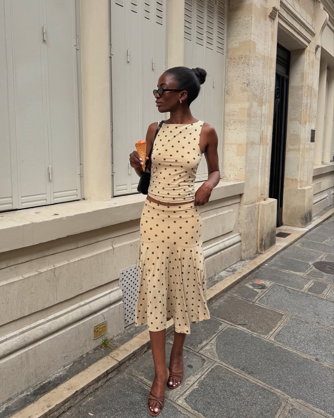 Live wearing polka dot co-ord