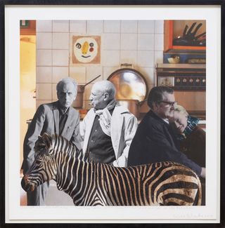 Peter Blake, Joseph Cornell’s Holiday – England, Farley Farm. With Picasso, Roland and Lee in the kitchen, 2019. Image courtesy