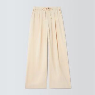 pastel yellow wide leg trousers