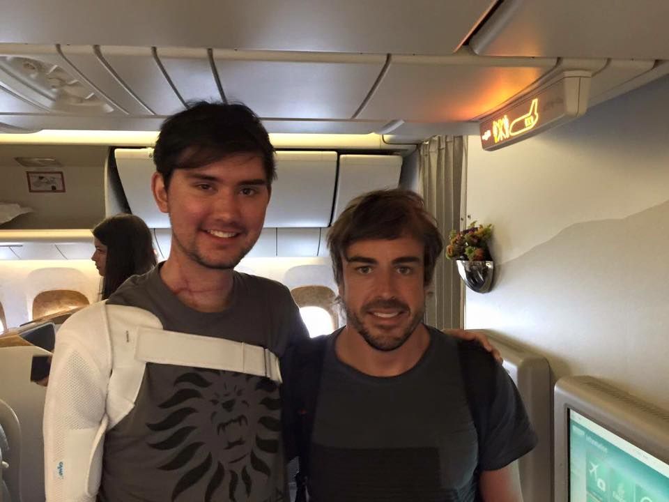 On his way home to New Zealand, Keagan Girdlestone got to meet two-time F1 world champion Fernando Alonso