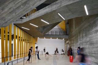 dancers in concrete room at Jerusalem academy of music and dance