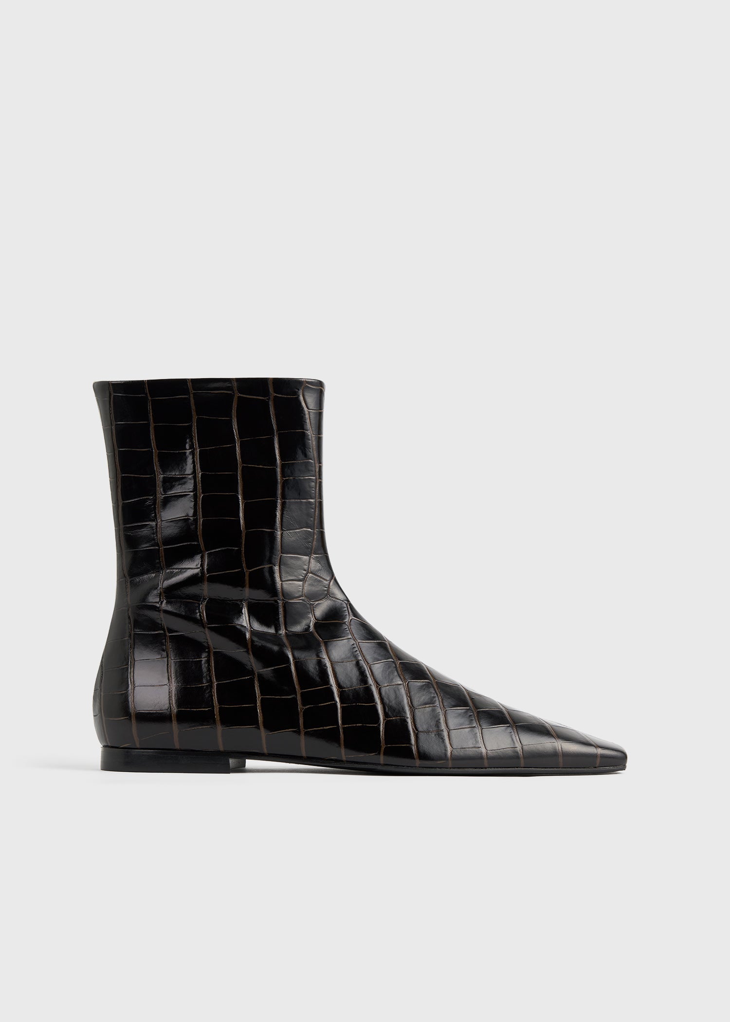 Zipped Croco-Embossed Chelsea Boots Dark Brown