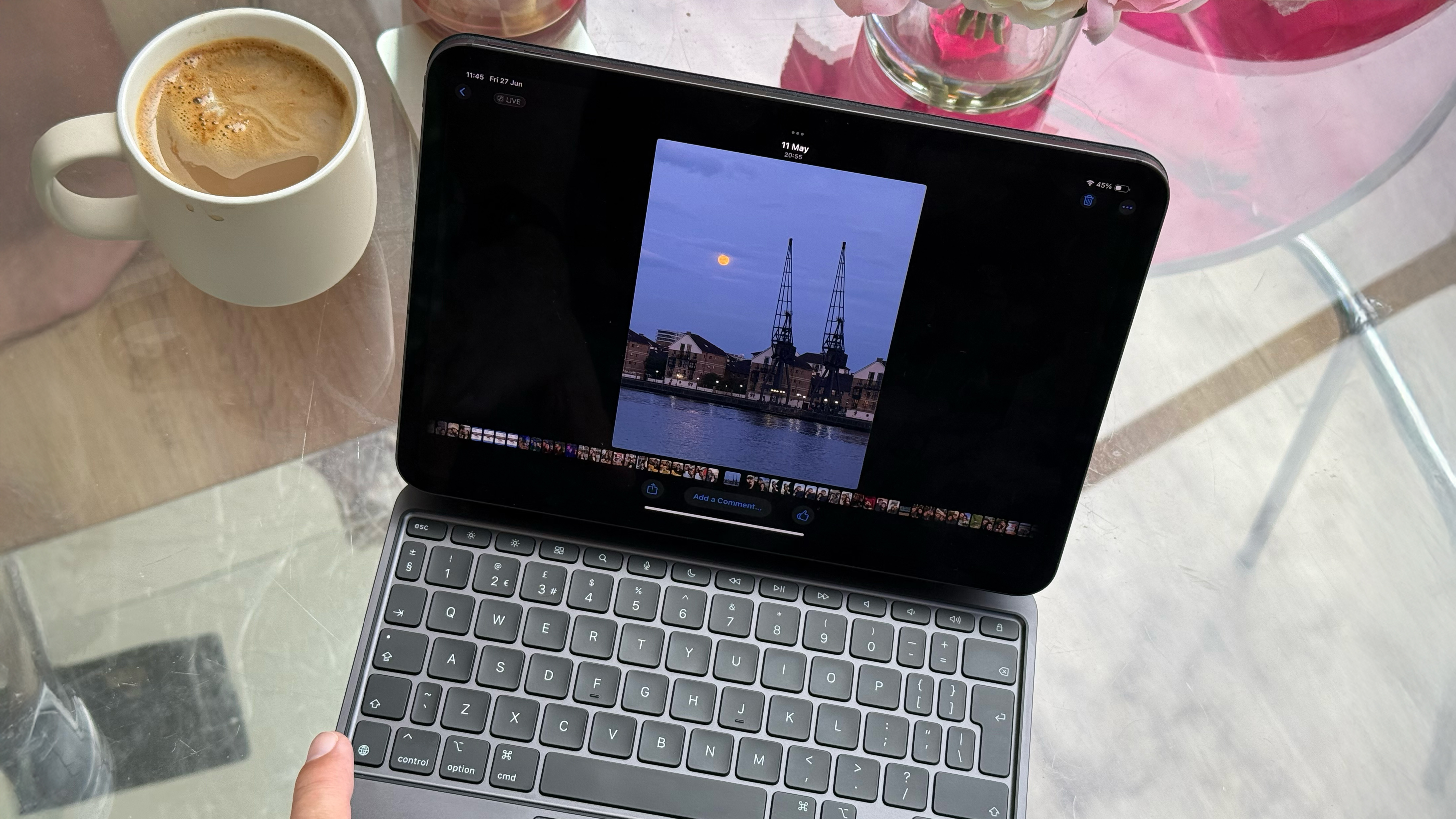 iPad Pro on table with coffee