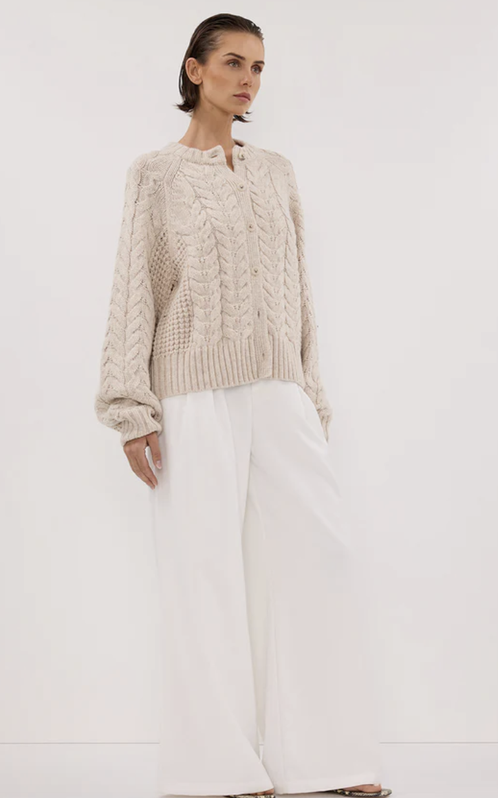 DISSH, TOM CHALK CABLE KNIT CARDIGAN 230