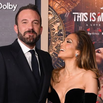 Ben Affleck, Jennifer Lopez arrives at the Los Angeles Premiere Of Amazon MGM Studios "This Is Me...Now: A Love Story" at Dolby Theatre on February 13, 2024 in Hollywood, California.