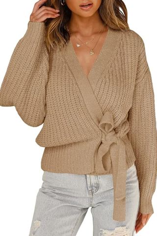 Foshow Womens Wrap Sweater