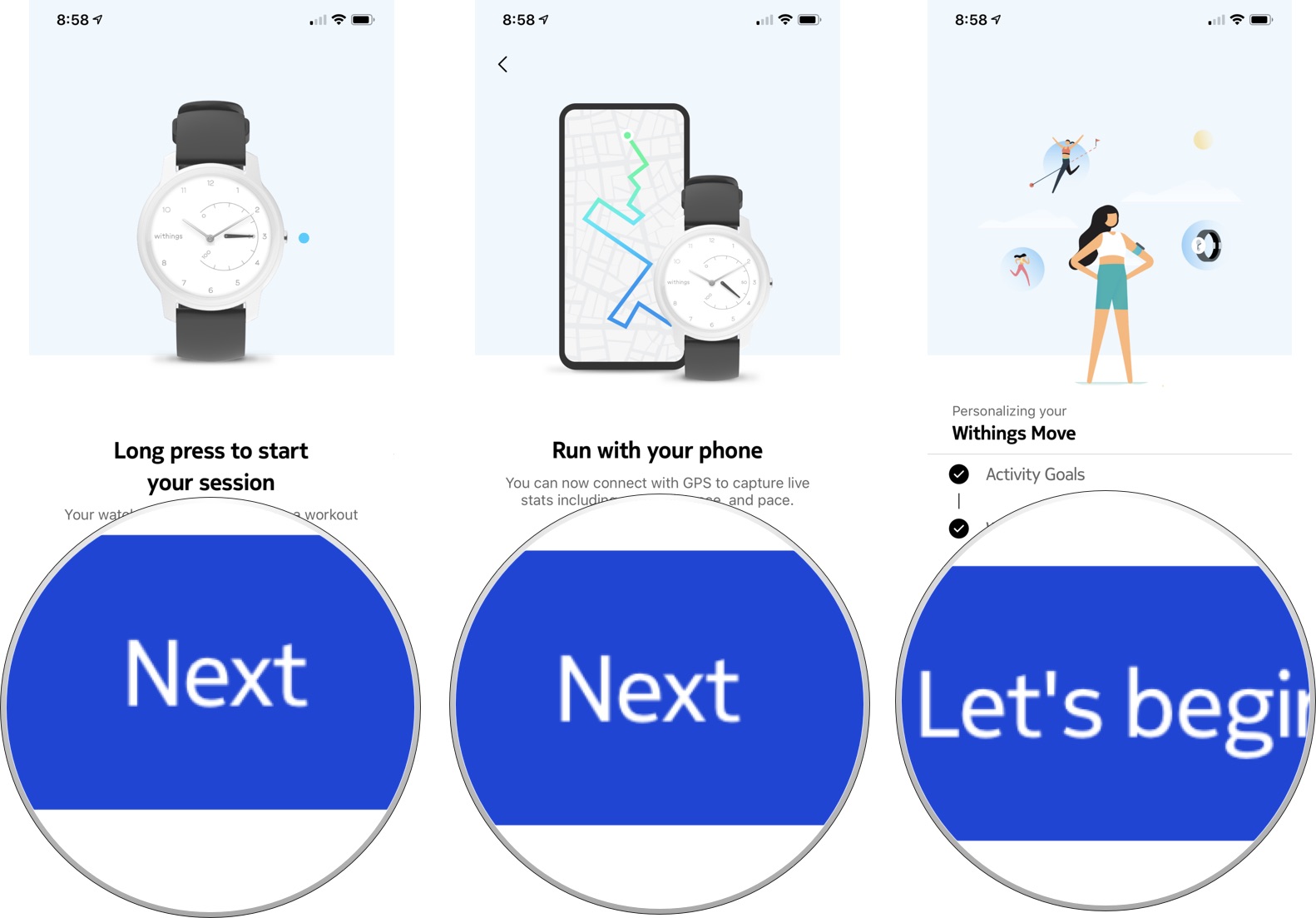 final setup for Withings Move watch