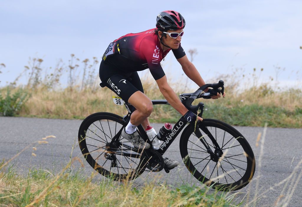 SAINT CHRISTO EN JAREZ FRANCE AUGUST 12 Geraint Thomas of The United Kingdom and Team Ineos during the 72nd Criterium du Dauphine 2020 Stage 1 a 2185km stage from Clermont Ferrand to Saint Christo en Jarez 752m dauphine Dauphin on August 12 2020 in Saint Christo en Jarez France Photo by Justin SetterfieldGetty Images