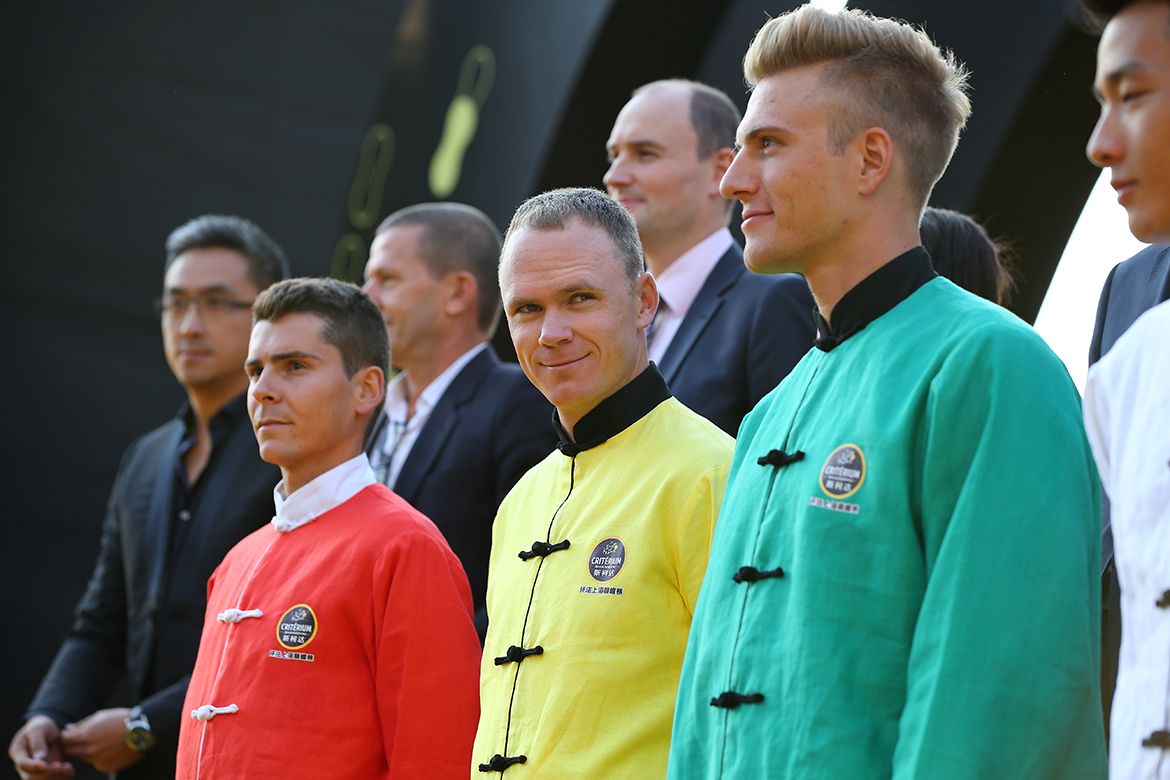 Chris Froome in his yellow outfit