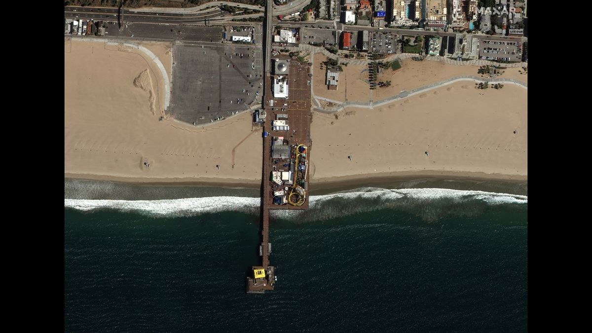 The Santa Monica Pier in Santa Monica, California, on March 22, 2020.