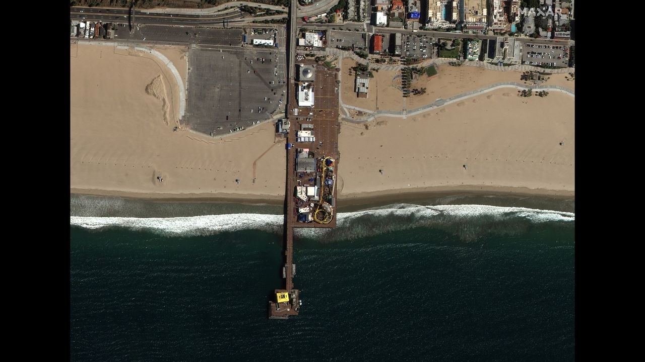 The Santa Monica Pier in Santa Monica, California, on March 22, 2020.