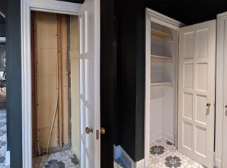Before and after cleaning closet
