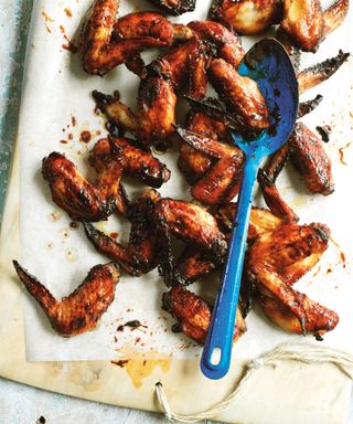 BBQ sauce coated chicken wings