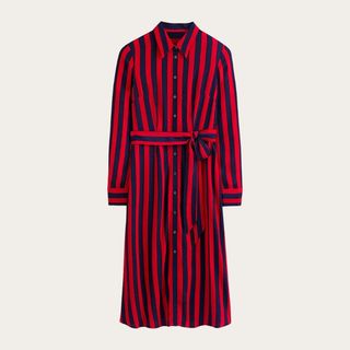 Boden red and navy stripe shirt dress