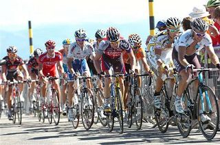 Cadel Evans (Silence-Lotto) rides in a group on Mont Ventoux.