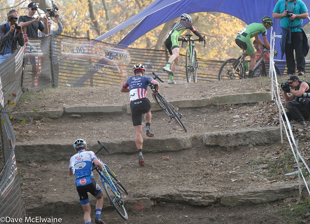 Jeremy Powers (Aspire Racing) running the limestone stairs