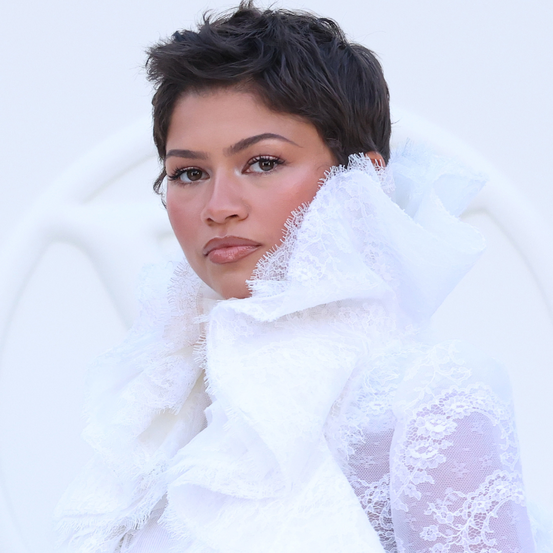 Zendaya styled Marie Antoinette-esque ruffles with the ultimate French girl denim at Louis Vuitton's Spring/Summer 2027 Paris Fashion Week show