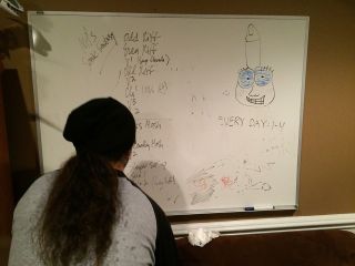 Mike Portnoy and his whiteboard of creativity