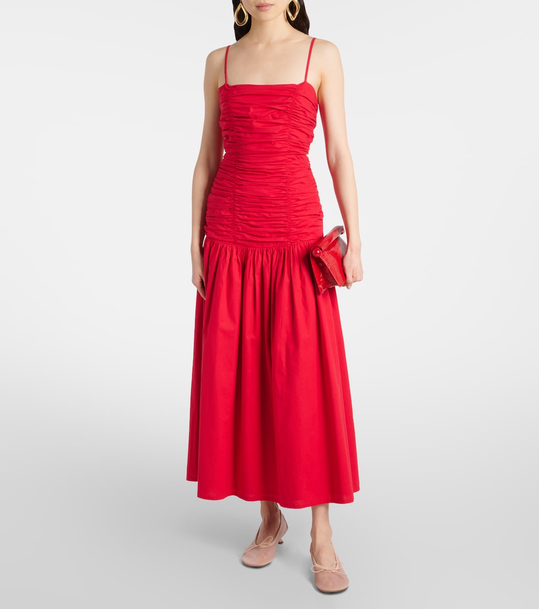 Raquel Ruched Cotton Maxi Dress